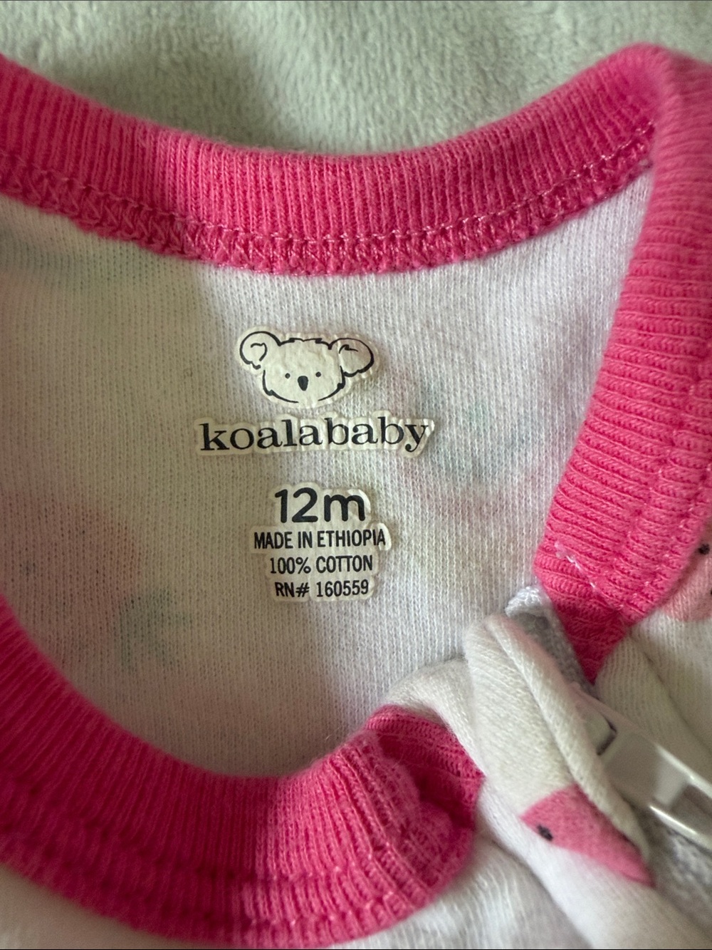 Pink-Trim White Strawberry & Rainbow Footed One-Piece for Kids 9-12 months - Picture 4 of 7